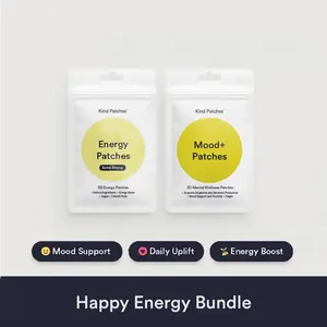 Kind Patches Happy Energy Bundle, 30 Mental Wellness Patches+30 Energy Patches, Supports dopamine and serotonin production, Caffeine, Red ginseng, Steady Release,Vegan Kind Patches Happy Energy Bundle, 30 Mental Wellness Patches+30 Energy Patches, Supports dopamine and serotonin production, Caffeine, Red ginseng, Steady Release,Vegan