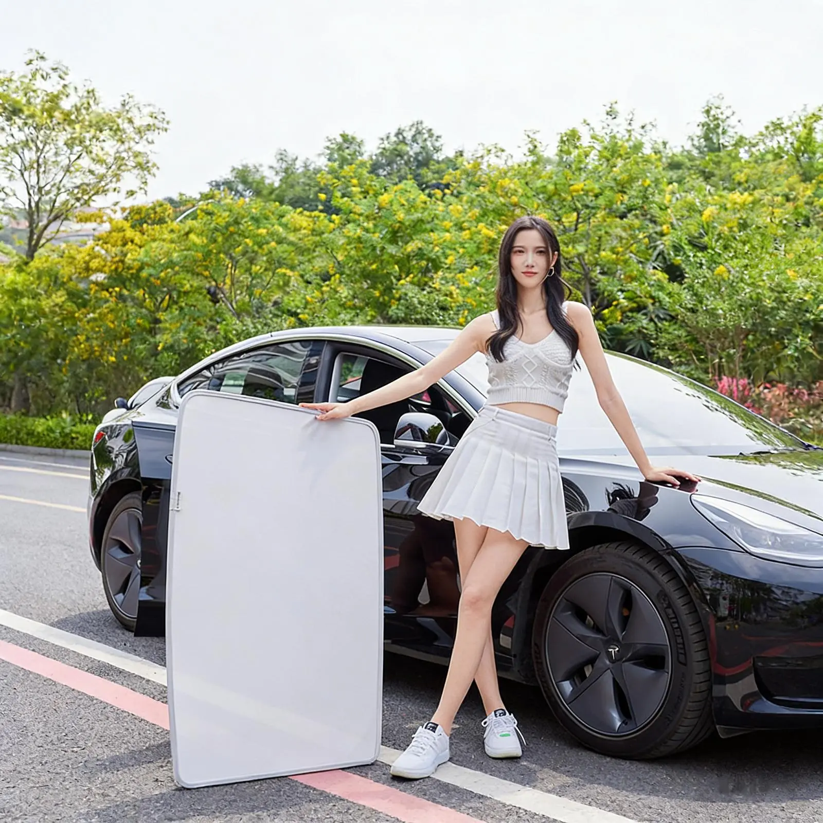 2017-2026 Tesla Model 3/Y Glass Roof Sunshade | Clip-On Zero Sag, Max Heat Block, UV Protection Panoramic Sunroof Cover