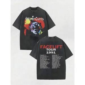 1991 Concert Tour New T-Shirt, Vintage Casual Round Neck Short Sleeve Washed Men's T-Shirt, Trendy Fashion Clothing, Classic T-Shirt, Picture T-Shirt, Holiday Gift, TikTok Store Discount, Vintage Streetwear