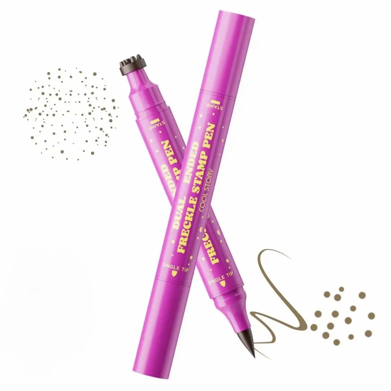 2PCS Waterproof Freckles Pen: Faux Freckle Stamp and Fine Tip Eyeliner for Realistic, Long-Lasting Freckles and Effortless Makeup, Perfect for Daily Wear and Cosplay