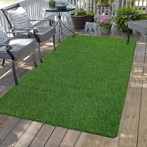 3x5Ft Artificial Grass Rug, Indoor Outdoor Fake Grass Turf Mat with Drainage Holes for Dogs, Ideal for Balcony Garden Lawn Landscape Decor