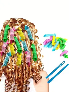 Multicolor Magic Hair Curler Set, 18pcs Diy Hair Styling Tool for Women, Portable Heatless Curl Headband Kit for Daily School, Hair Curling Rods
