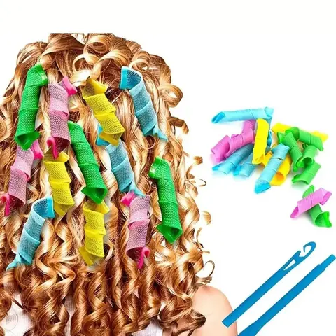 Multicolor Magic Hair Curler Set, 18pcs Diy Hair Styling Tool for Women, Portable Heatless Curl Headband Kit for Daily School, Hair Curling Rods