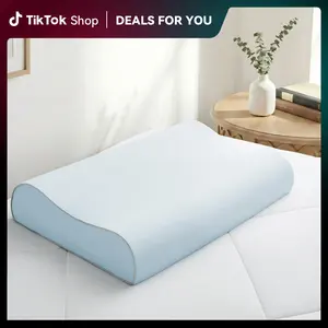 PEACENEST Blue Gel Cooling Memory Foam Pillow – Pressure Relief Neck Support Bed Pillow for Hot Sleepers, Breathable Stretch Cover