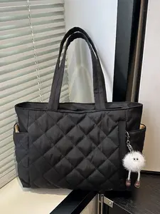 Women's New Large Capacity Quilted Tote Bag, Casual Fashion Tote Bag, Perfect for Daily Use, Work, Commuting, Soft Commuter Tote, Stylish Shoulder Bag, Quilted Work Bags