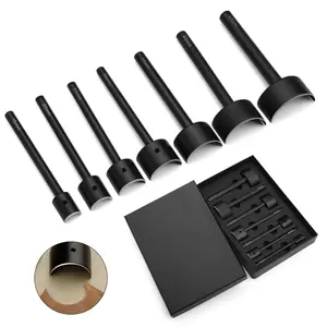 7 Sizes Leather Corner Punch, Half-Round Punch Set, Leather Belt Cutter End Punch Tool, Belt Cutting Tool, Leatherworking Tools for Strap Belts, Wallet, Bags (From15mm to 45mm)