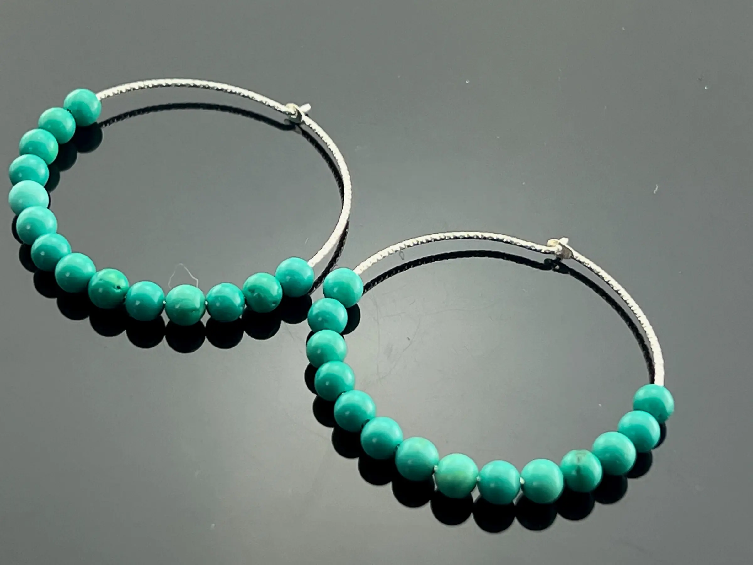 Turquoise Hoop Earrings • 925 Sterling Silver • Green Gemstone Jewelry • December Birthstone • Boho Gift for Her • Handmade Hoops