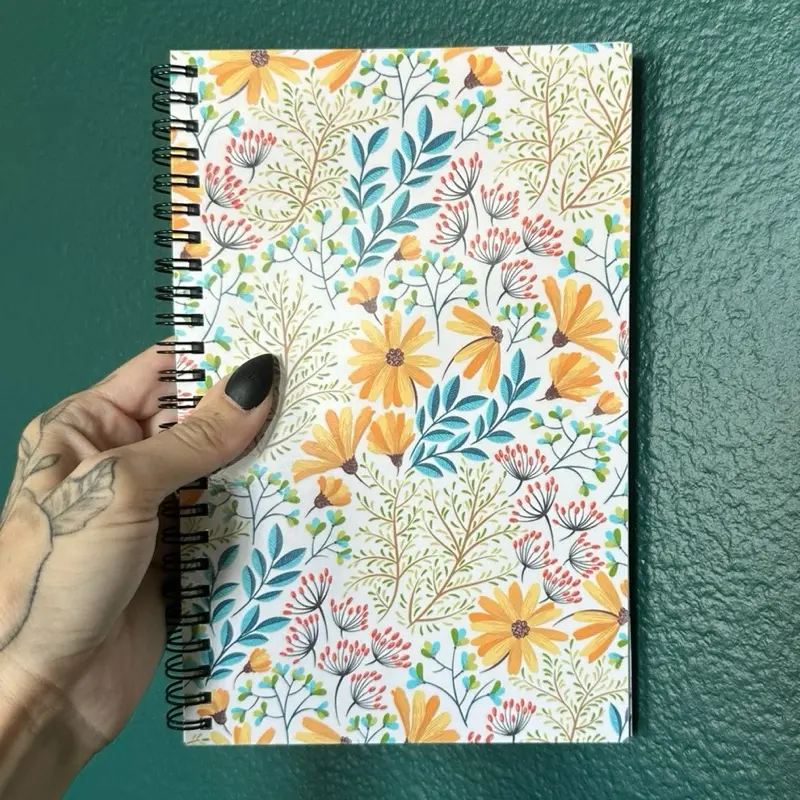 Floral handmade notebook 5.5”x8.5” wire bound