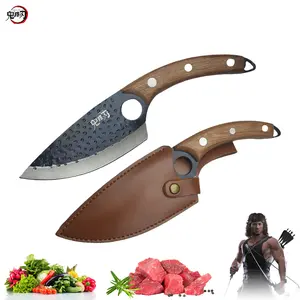 Meat cleaver, 5Cr15 Stainless Steel Butcher Knife Boning Knife Wooden Handle Meat Cutting Outdoor Kitchen Knife Forged Hammer Boning Knives Cleaver Knife,BY KKZY (Color : Type1 with cover)