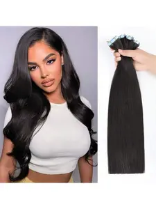 20pcs Brazilian Human Hair Tape-In Extensions Straight Brown 50g Total Weight (Blonde/Sepia Tones Available) - Easy Application & Free Removal No Glue Needed Suitable for Any Occasions Party Birthday Black Friday Christmas New Year Gift