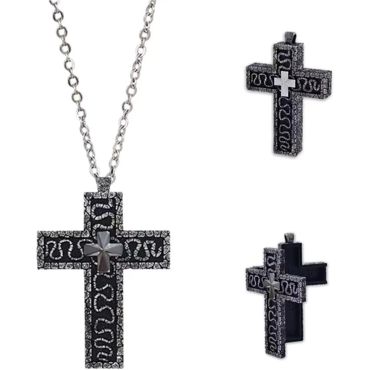 2026 New Model Squid Korean Game Necklace, Vintage Cross Pendant with Secret Compartment, Movie Character Ten Shaped 3D Printed Charm Neck Fashion Handmade Jewelry Perfect Great Stylish Style Piece Chic Look Exquisite