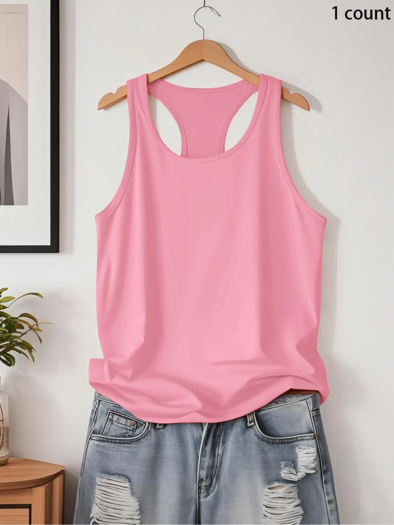 Trendy Solid Color Women's Sport Outdoor Shirt, Sports Tank Top, Sleeveless Workout Vest, Women's Denim Vest, Yoga Vest, Activewear Vest, Casual Knitwear, Sleeveless Sports Tops, Regular Fit, Moderate Fabric Thickness