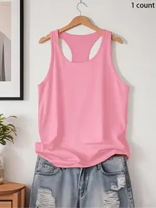Trendy Solid Color Women's Sport Outdoor Shirt, Sports Tank Top, Women's Denim Vest, Yoga Vest, Casual Knitwear, Regular Fit, Moderate Fabric Thickness