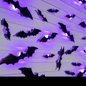 Realistic PVC 3D Bats Sticker Lights for Halloween Party Wall Decoration - LED Bats Light Wall Decor