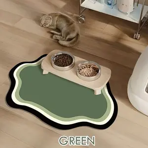 Creative Irregular Shape Pet Feeding Mat with Non-Slip Rubber Base, Anti-Fouling Diatomite Dog Cat Bowl Pad, Multi-Size Multi-Color