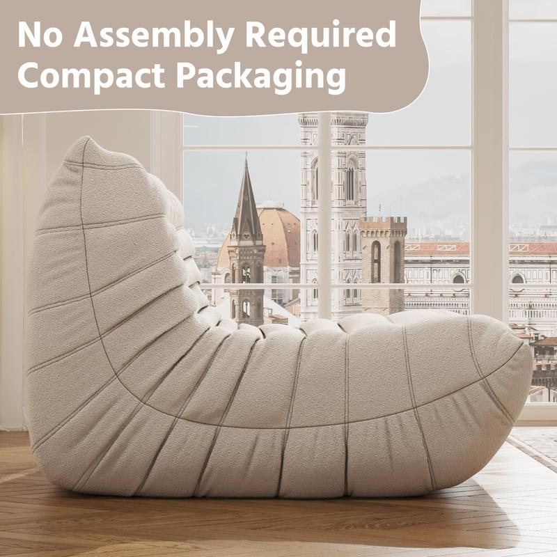 Togo Sofa for Adults 1/2/3 Seater Bean Bag Chair Sofa Fireside Chair Lazy Sofa Chair with High Density Comfortable Foam Modern Bean Bag for Living Room Bedroom Office Beige Beanbag Cushion Beanbag Lounger