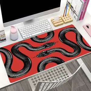 Red Black Snake Print XXL Gaming Mouse Pad, Gothic Aesthetic Big Desk Mat, Non-slip Precise Edge Stitching, For Office Gaming Large Keyboard Pad, Good Gift