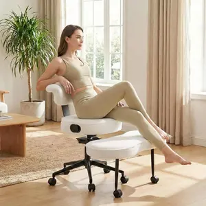 Garvee Ergonomic Cross Legged Office Chair with 360° Swivel, Adjustable Height, Strong Lumbar Support, and Wheels. Ideal for Meditation, ADHD, Yoga, and Home Use. Wide Criss Cross Kneeling Chair for Comfort and Posture.