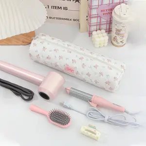 1PC Blue Bowknot Hair Dryer, Hair Curler Storage Bags For Portable Cosmetic Bag, Makeup Organizer Pouch, Travel Toiletry Bag, Handbag, Handheld Cosmetic Pouch Dustproof Large Capacity Electric Curling Wand Straight Plate Clip Protective Cover