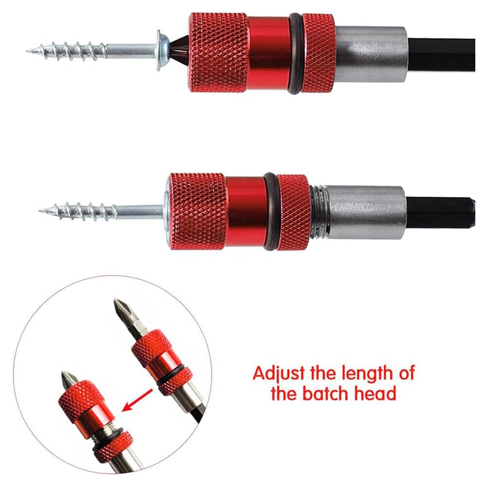 Fathersdaygift 2pcs Adjustable Screw Depth Screwdriver Bit Holder Magnetic Steel Screwdriver Drywall Bit 1/4 Inch Hex Shank with S2 Phillips 2 Screw Driver Bits Fathers Day Gifts