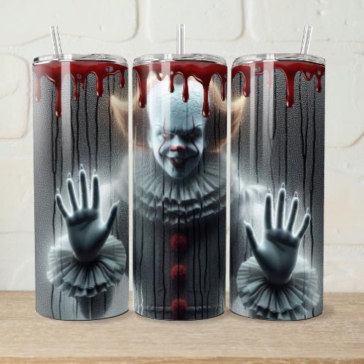 IT Pennywise Inspired Halloween 20oz Tumbler, Horror Movie Drinkware Bottle Cup