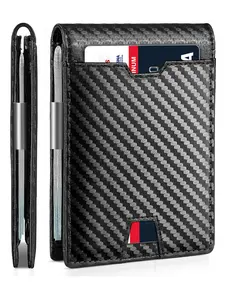 Men's Ultra-Thin Wallet, Leather Money Clip, RFID Blocking Front Pocket Bi-Fold Design, Slim Credit Card Holder for Men Bifold Wallets