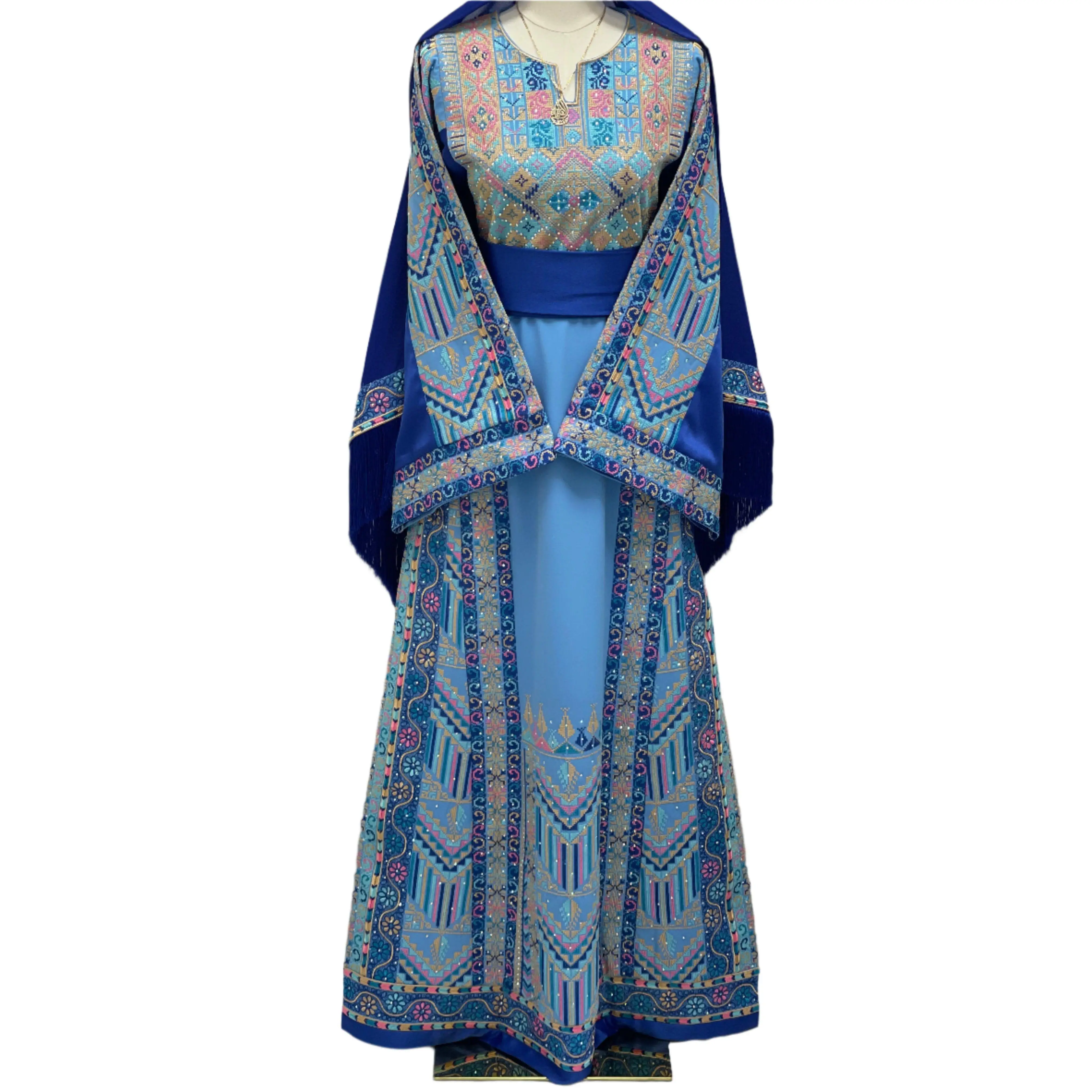 Layan Embroidered Light Blue Thoub - Elegance & Tradition