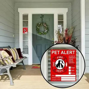 4-Piece Pet Safety Stickers, Baby & Fire Rescue Warning Labels, Emergency Cat/dog Alert Signs for Windows Doors Houses, Yard Sign