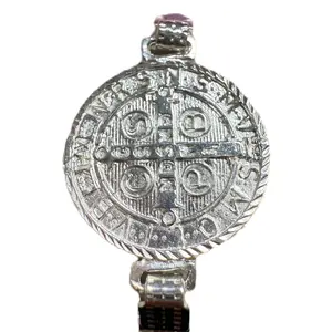 Pulcera de Plata Mexicana 925 San Benito Abad disen̈o tipo Reloj, Unisex Size 7 Protection y Abundancia refalo perfecto para caballero o Dama  925 Sterling Silver Bracelet San Benito Abad unique Watch Desing Autentic unisex Gifts for a woman or men