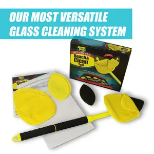 Stoner Car Care Invisible Glass Wet Dry Pro Reach & Clean Tool - Window Cleaning Kit with Flex-Tech & Mini-Pro Heads, 6 Microfibers, InstaSnap Pivot Arm, Foam Grip Handle, and Storage Bag