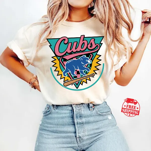 [Sale up to 50%] [Free Ship] Retro CUBS Baseball T-Shirt, Baseball Season Tee, Vintage Sports Graphic Shirt, CUBS Game Day Baseball Outfit