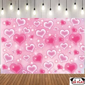 2D Flat Banner 1pc, Pink Heart Backdrop - Perfect Birthday Parties, Baby Showers, Love Hearts Photography, , Weddings - Size - Easy to Up Use - Adds Romantic Festive Touch to Any Event, Birthday Party Deco