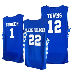 Men's BOOKER #1 TOWNS #12 GILGEOUS-ALEXANDER #22 Basketball Jersey Wildcat Team Sewing Embroidery V-neck Sleeveless Polyester Mesh Ventilation Outdoor Sportswear S-XXL White Blue Sports Top Trendy Fan Clothing