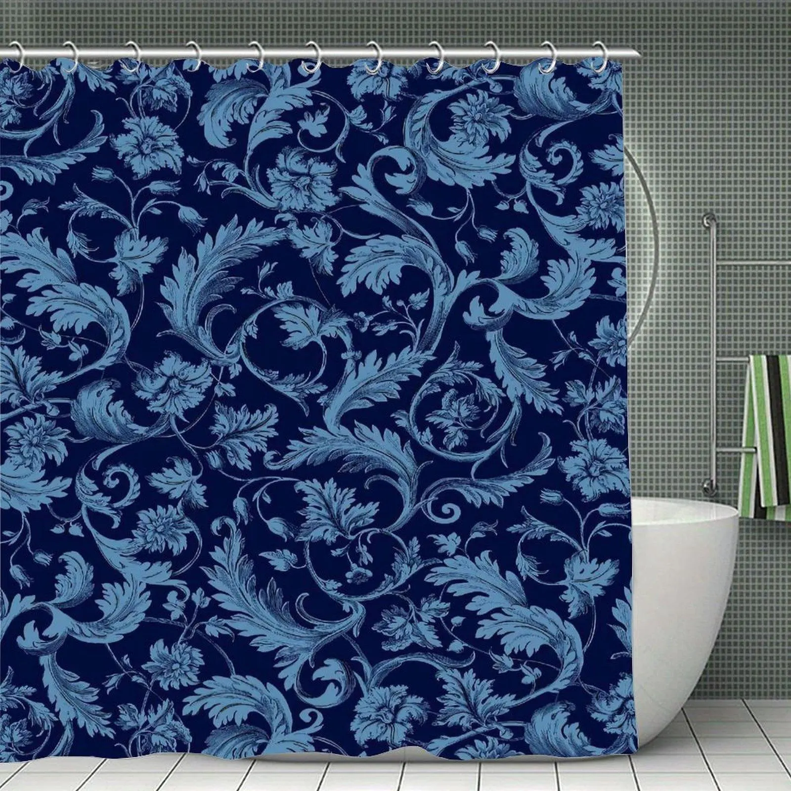 Vintage Baroque Floral Scroll Shower Curtain