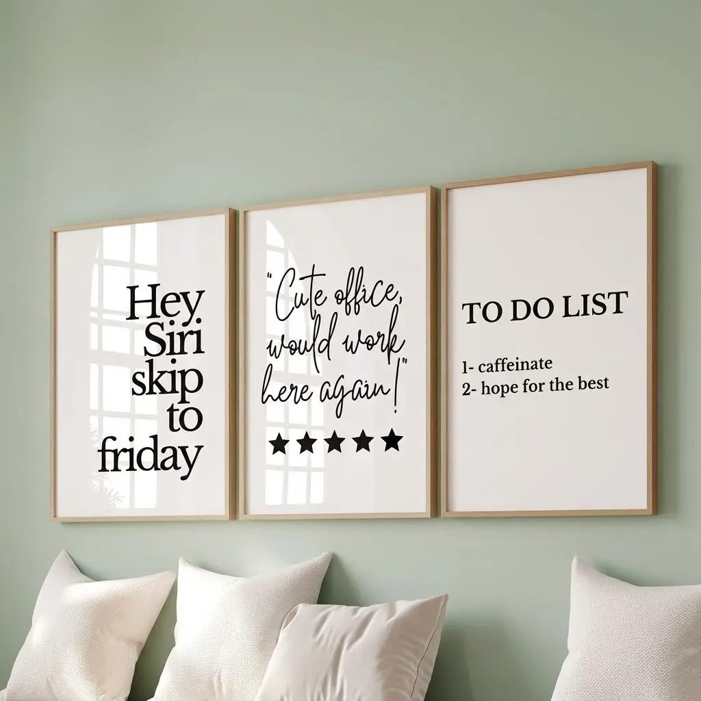 Set of 3 Unframed Funny Office Wall Art Prints, Sarcastic Workplace Posters, Sassy Motivational Quote Decor for Women's Cubicle Desk (Home Decor, Posters & Prints)