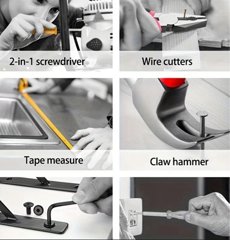 Home basic hand tool kit with storage box, universal household tool set ...