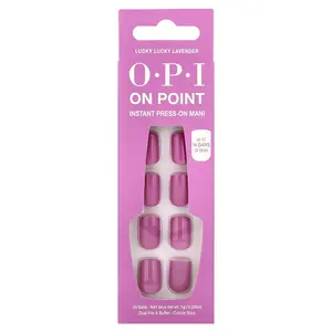 OPI On Point, Instant Press-On Mani, Short Length, Lucky Lucky Lavender, 27 Piece Kit