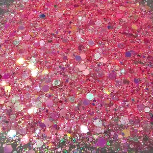 Totally Pink Glitter Chunky Cosmetic Nail Nail Art Nail Care Nail Polish Polish Iridescent