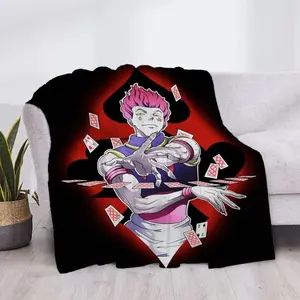 Hunter X Hunter Hisoka Anime Blanket Ultra Soft Fluffy Flannel Cozy Warm Bedroom Couch Sofa Knee Throw Home Decor Luxury Birthday Gift Christmas Gift for Anime Fans Men Women Teens Nen Battle Style
