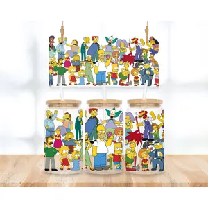 Yellow People Cartoon - 16 oz. UV DTF Cup Wrap