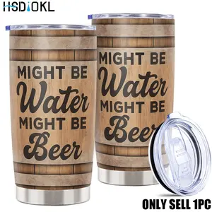 Oktoberfest Beer Stein Tumbler 20oz - Insulated Stainless Steel Mug, Rustic Wood Barrel Design, Keeps Drinks Hot/Cold, Fits Car Cup Holders, Perfect German Beer Festival Gift for Men & Women
