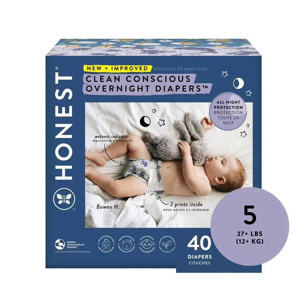 The Honest Company Clean Conscious Sleepy Sheep Disposable Overnight Diapers