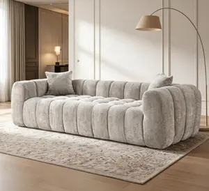 Marshmallow Cloud Compressed Boucle Sofa - 102.7" Oversized Modern Soft Living Room Sofa with 2 Cushions for Apartments