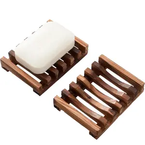 Wooden Soap Dish for Shower, Set of 2 & Shower Soap Holder, Self draining Bar for Bathroom, Soap Saver Soap Tray Stand Lightweight Decoration