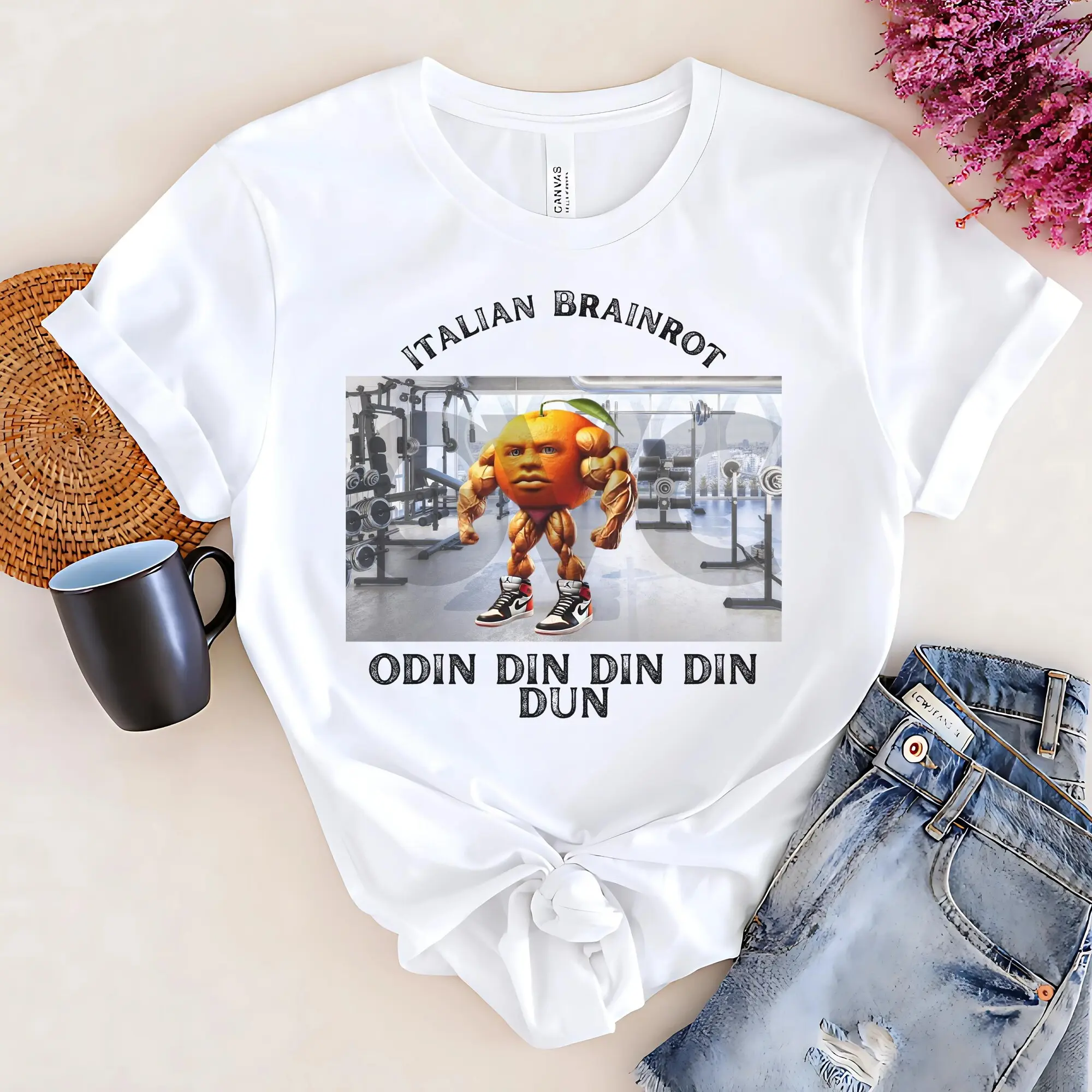 Italian Brainrot Odin Din Din Din Dun TShirt, Viral Gymcore Meme Tee, Cursed Buff Fruit Workout Shirt 45775 1382