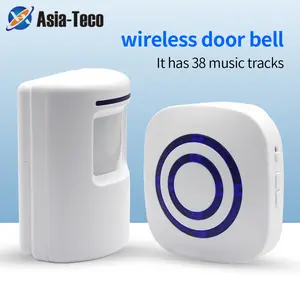 Wireless Doorbell with 2 IR Sensors, 110° Wide Angle Detection, 38 Chimes, Smart Home Security System, Home Safety Alarm