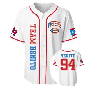 Team Benito 94 Puerto Rico Unisex Baseball Jersey – Casual Sportswear for Couples, 90s Vintage Style, for Sports & Outdoor Activities