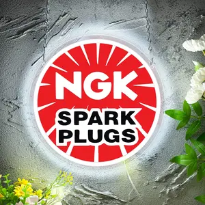 Spark Plug LED Neon Sign — Acrylic Backing with Printed Graphic — USB Powered — Wall Decor for Garages, Man Caves, and Tool Rooms