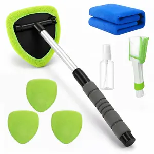 8 Pcs Car Windshield Cleaner Set with Extendable Handle, 4 Microfiber Towel Pads Brush Towel Empty Spray Bottle, Auto Glass Cleaning Kit for SUVs RVs Home Windows, TikTok Shop Cleaning Must Have