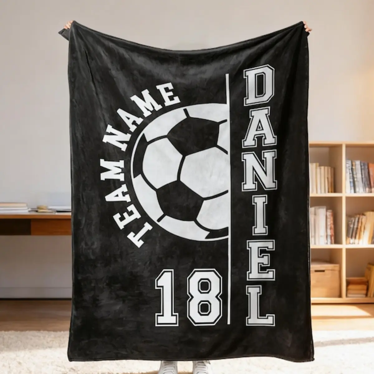 Personalized Soccer Blanket: Custom Team Name Gift, Soccer Blanket Player Name & Number,  Senior gift ideas for Sports, Cozy gift for Team